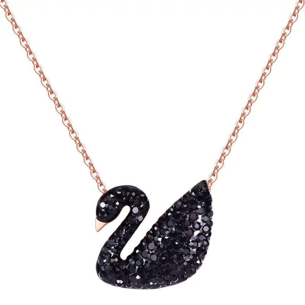 3 for $21, Black Gems Swan Necklace